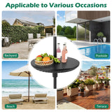 Tangkula Outdoor Umbrella Table Tray, Portable Round Table Tray with Umbrella Hole