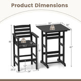 Tangkula 3-Piece Patio HDPE Bar Set