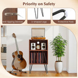 Tangkula 3 Tier Turntable Stand with Charging Station & Sturdy Metal Legs