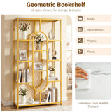 Tangkula 5-Tier Geometric Bookshelf 69”H Tall Freestanding Open Bookcase Modern Luxurious Display Rack