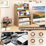 Tangkula Desktop Organizer with 2 Removable Shelves