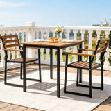 Tangkula Acacia Wood Patio Armchairs w/Heavy-Duty Metal Frame (2/3/4/6)