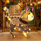 Tangkula 23 Inches Christmas Decoration, Pre-lit 88 LED Light Up 3D Cute Cat with Warm White Light and Plug