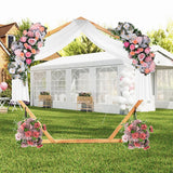 Tangkula 7FT Wedding Arch, Heptagon Wooden Arch for Wedding Ceremony