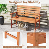 Tangkula Wooden Garden Bench with Slatted Backrest and Comfortable Armrests