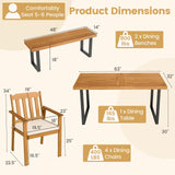 Tangkula 6 Pieces Patio Dining Table Set