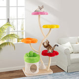 Tangkula 65 Inch Tall Cat Tower with Flower-Shaped Platforms