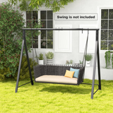 Tangkula Metal Swing Frame, Porch Swing Stand with Extra Side Bars, 5 Hanging Rings