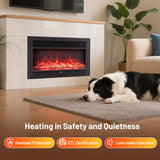 Tangkula Electric Fireplace Insert with Remote Control Adjustable Flame Colors and Brightness