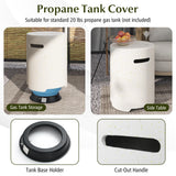 Tangkula Propane Fire Pit Table Set, 25.5” Round Terrazzo Gas Fire Pit with Hideaway Tank Holder