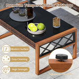 Tangkula 2 Pieces Outdoor Acacia Wood Loveseat and Table Set