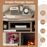 Tangkula Fireplace Corner TV Stand with LED Lights & Smart APP Control for 50 Inches TV