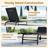 Tangkula Lounge Chair Outdoor 6-Position Recliner Metal Frame  Breathable Fabric (1/2)