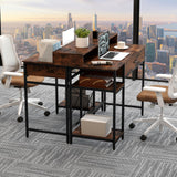 Tangkula Small Computer Desk with Power Outlets