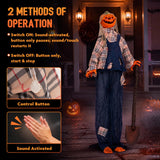 Tangkula 5.3 FT Animated Halloween Standing Pumpkin Scarecrow with Shovel