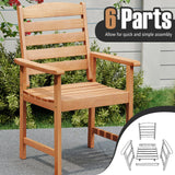Tangkula Outdoor Wooden Dining Chairs with Inclined Backrests and Slatted Seats