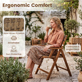 Tangkula Teak Wood Folding Hand-Woven PE Rattan Outdoor Chairs Set of 2/4
