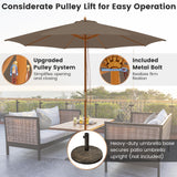 Tangkula 10FT Patio Umbrella, Outdoor Table Market Umbrella w/8 Wooden Ribs