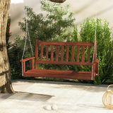 Tangkula 2/3 Person Wooden Porch Swing, Hanging Patio Swing with 2 Adjustable Galvanized Metal Chains