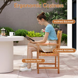 Tangkula Outdoor Wood Dining Chairs Set of 2/4 Slatted Patio Heavy Duty Acacia Armchairs