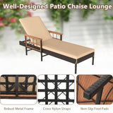 Tangkula 3 Pieces Patio Chaise Lounge Set 2 Rattan Lounge Chairs Side Table