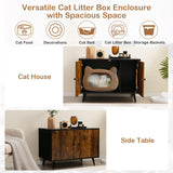 Tangkula Cat Litter Box Enclosure, Hidden Cat Washroom Cabinet with 2 Doors
