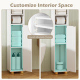Tangkula 69.5" Narrow Bathroom Cabinet with 2 Doors & Adjustable Shelves (1/2)