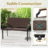 Tangkula Stackable Patio Wicker Loveseat Bench
