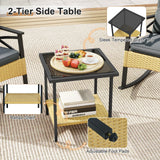 Tangkula 3 Pieces Outdoor Rocking Chairs Set for Garden