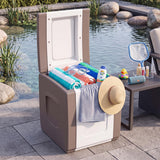 Tangkula Plastic Outdoor Storage Box w/ Waterproof & Long-Lasting PP Resin