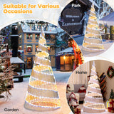 Tangkula 5 FT Lighted Pre-lit Christmas Cone Tree, Artificial Spiral Conic Tree w/300 Warm White & 250 Cold White LED Lights