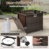 Tangkula 32.5 Inch Propane Fire Pit Table with Tempered Glass Tabletop & Stainless Steel Burner for Outside Patio