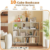 Tangkula 10-Cube Bookcase 47”L Storage Bookshelf