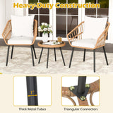 Tangkula 3 Piece Patio Bistro Set with Round Glass Table & Soft Cushions