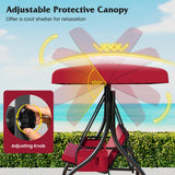 Tangkula 3 Person Porch Swing 2-in-1 Convertible Outdoor Swing with Adjustable Canopy