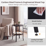 Tangkula 2-Tier Round Side End Table for Small Space
