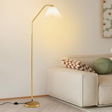 Tangkula Modern Standing Lamp with Adjustable Lamp Head and Pleated Lampshade