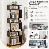 Tangkula 6-Tier S Shaped Bookcase 64" Tall Modern Geometric Bookshelf