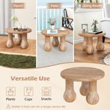 Tangkula 24" Small Solid Mahogany Wood Coffee Table with Thickened Top and Column Legs