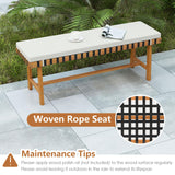 Tangkula 3 Piece Patio Dining Set 63” Outdoor Acacia Wood Rectangular Table with 2 Cushioned Bench