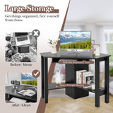 Corner Computer Desk with Smooth Keyboard Tray for Small Space - Tangkula