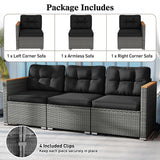 Tangkula 3 Seat Patio Couch Sofa with Thick Cushion for Porch
