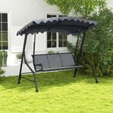 Tangkula 3 Person Porch Swing, Patio Swing with Adjustable Canopy, Heavy-Duty Metal Frame & Breathable Seat