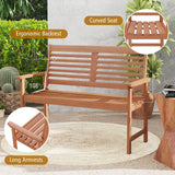 Tangkula 2-Person Patio Bench with Ergonomic Backrest and Armrests