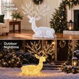 Tangkula Christmas Lighted Kneeling Reindeer, 3D Buck with Large Antler