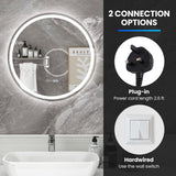 Tangkula LED Bathroom Mirror, Wall Mounted Round Mirror w/ 3-Color Dimmable Lights