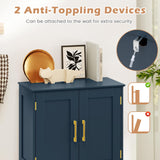 Tangkula Bathroom Floor Storage Cabinet with 4 Doors and 2 Adjustable Shelves