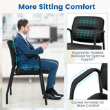 Tangkula Waiting Room Guest Chairs, Upholstered PU Leather Conference Room Chairs with Integrated Armrests, Black