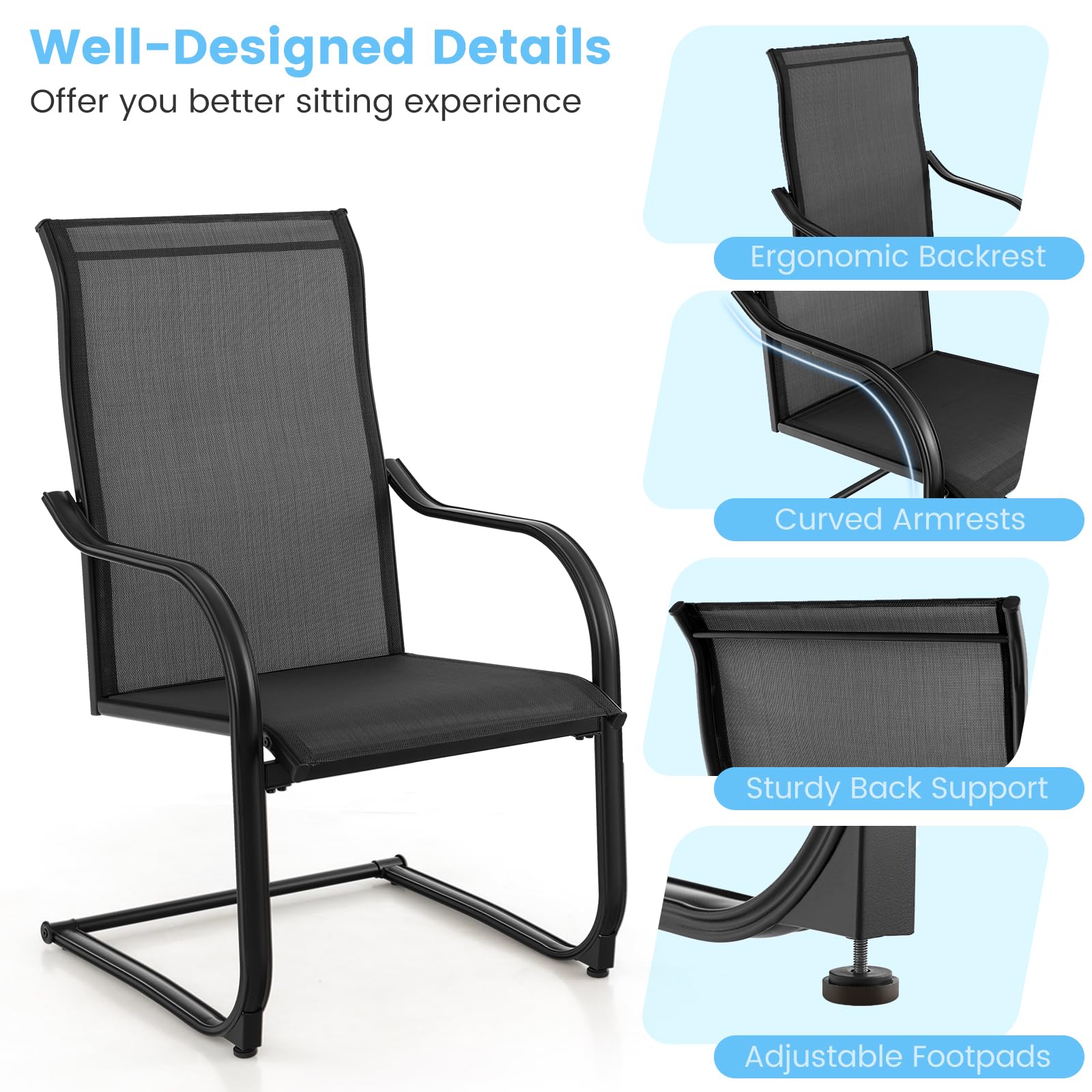 2 Pieces Outdoor Dining Chairs - Tangkula