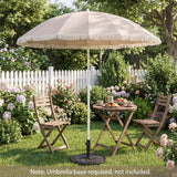 Tangkula 7FT Beach Umbrella with Fringe & Sand Anchor